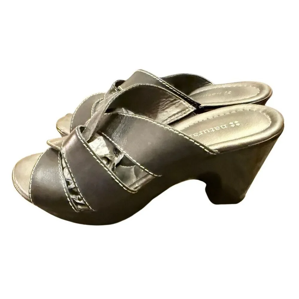 Naturalizer Natural Soul Women’s Lynette Slip-On Strappy Sandals 8.5W Wedge Heel